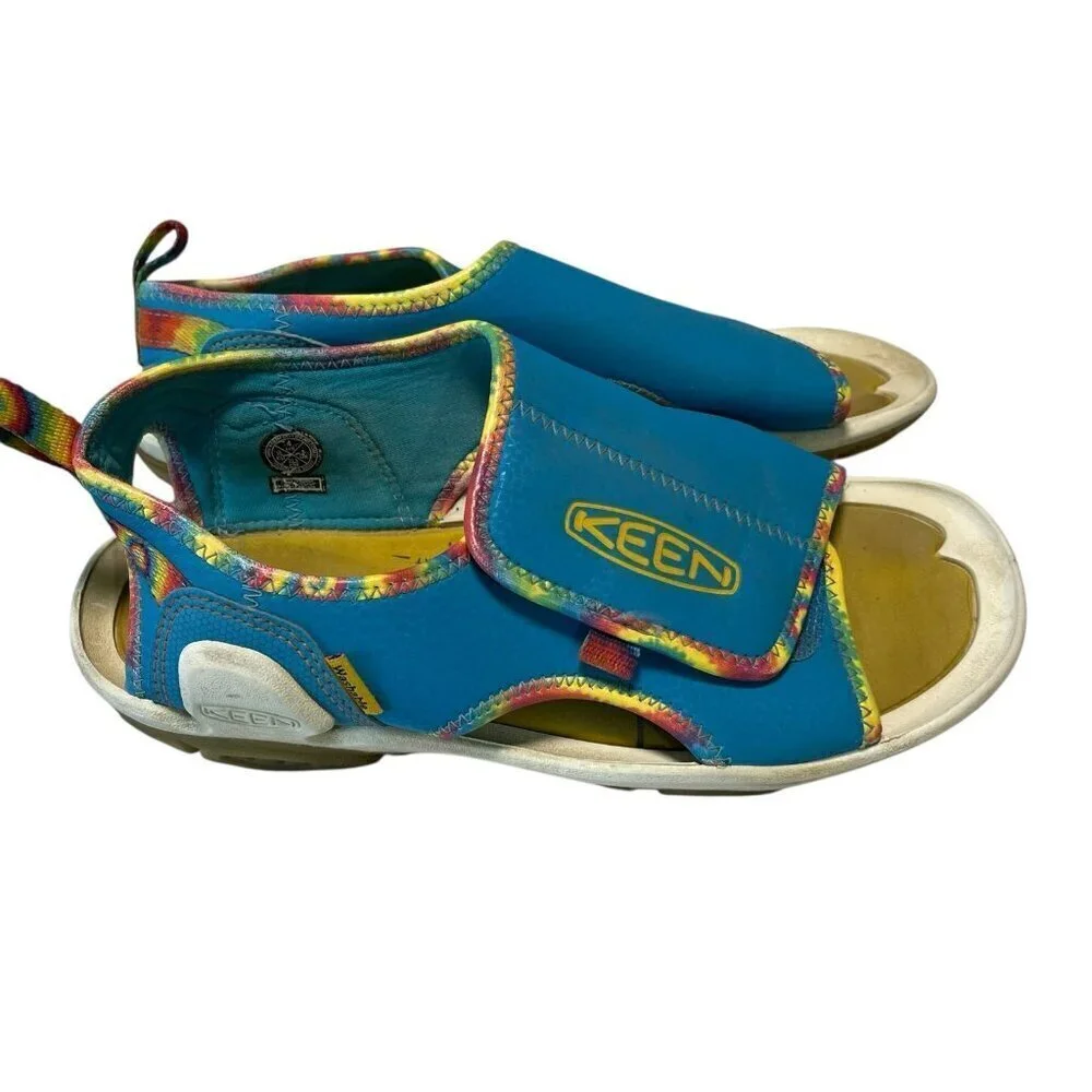 Keen Knotch River Kids Sandals Size 4 Blue Yellow Water Sport Shoes Washable